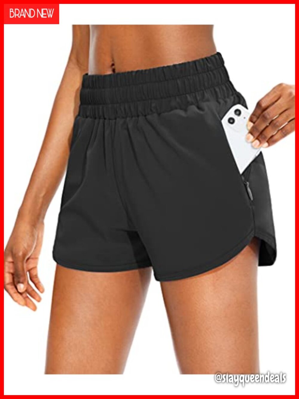 Women's Athletic Running Shorts with Zipper Pockets and Built-in Liner